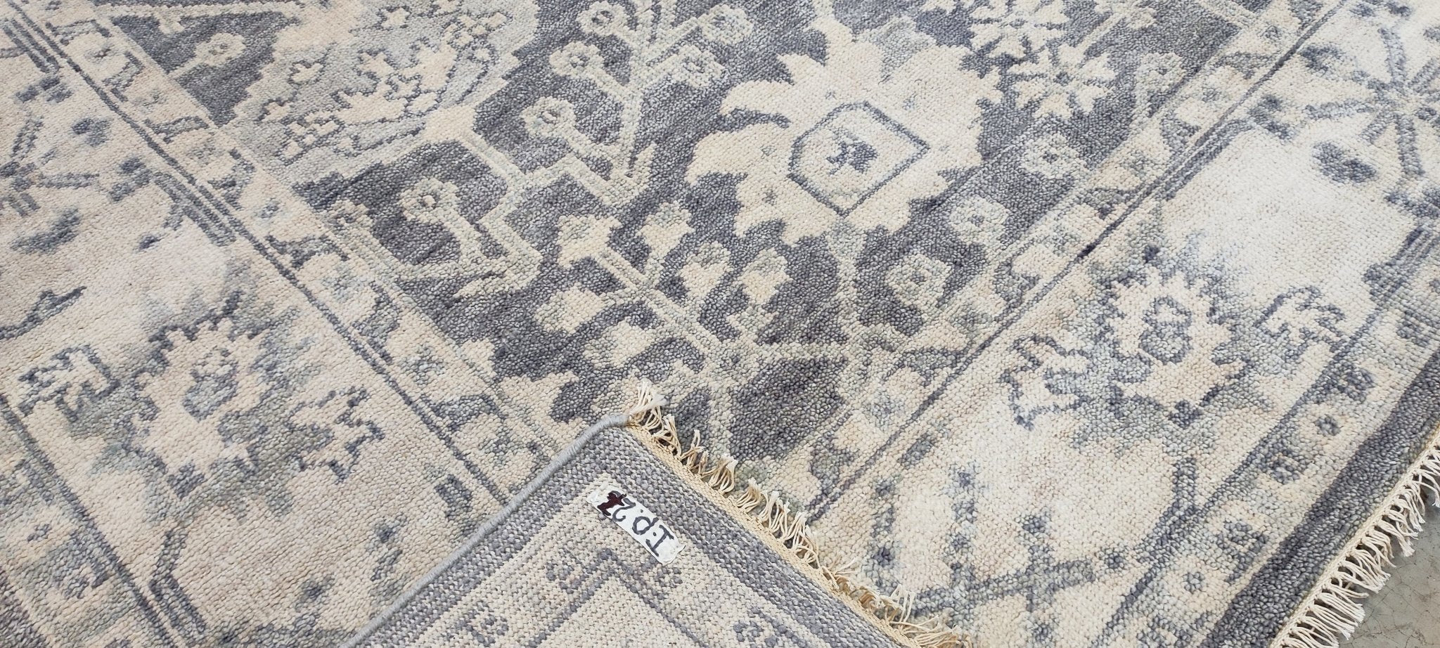 Nina Petronzio 8x10 Grey and Silver Hand-Knotted Oushak Rug