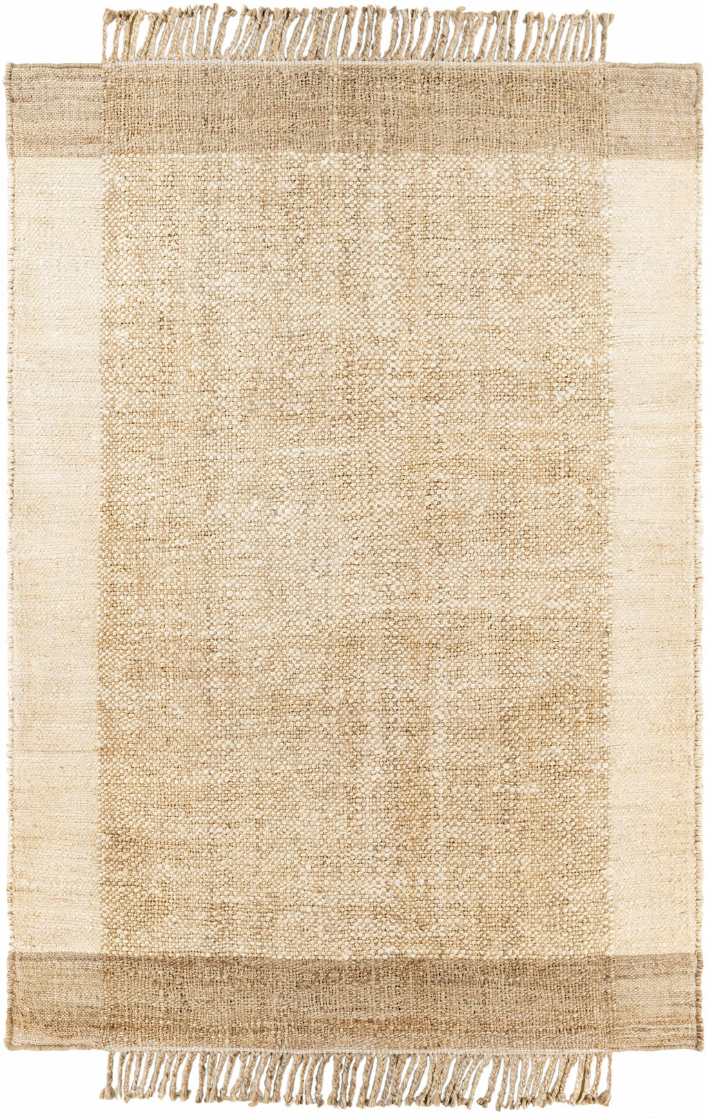 Outaouais Tan & Light Brown Handwoven Jute Rug - Clearance