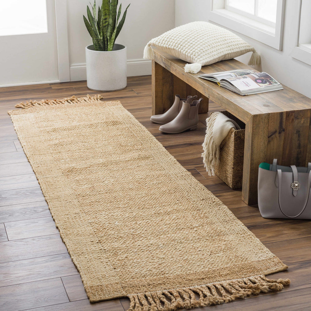 Outaouais Tan & Light Brown Handwoven Jute Rug - Clearance