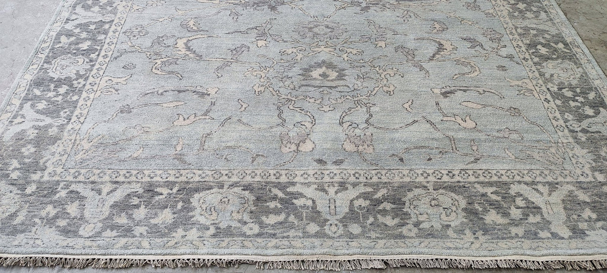 Paola 8x10 Light Blue Hand-Knotted Oushak Rug | High-Knot Wool