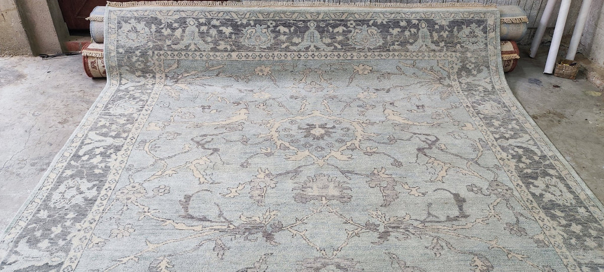 Paola 8x10 Light Blue Hand-Knotted Oushak Rug | High-Knot Wool