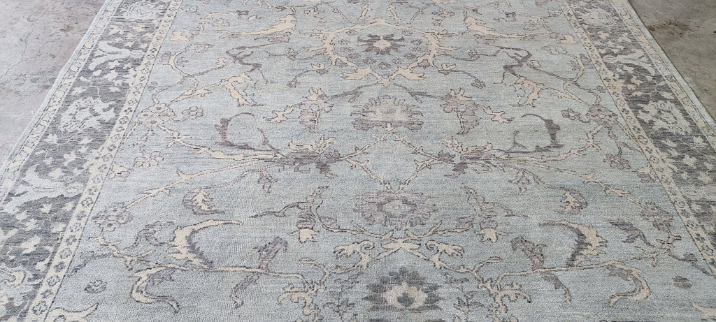 Paola 8x10 Light Blue Hand-Knotted Oushak Rug | High-Knot Wool