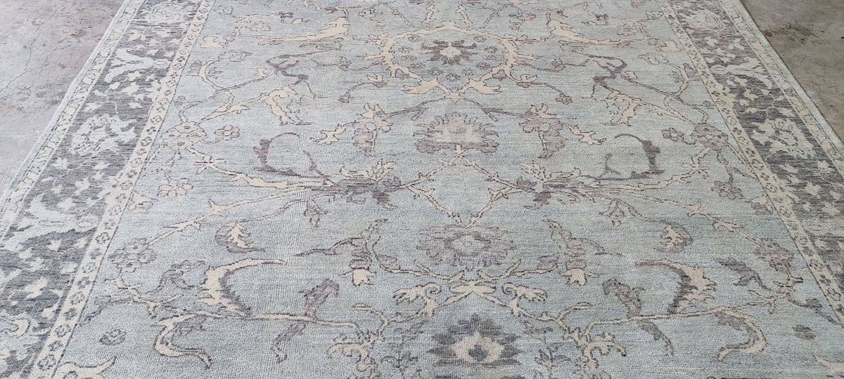 Paola 8x10 Light Blue Hand-Knotted Oushak Rug | High-Knot Wool