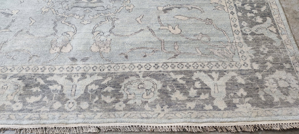 Paola 8x10 Light Blue Hand-Knotted Oushak Rug | High-Knot Wool