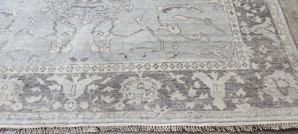 Paola 8x10 Light Blue Hand-Knotted Oushak Rug | High-Knot Wool