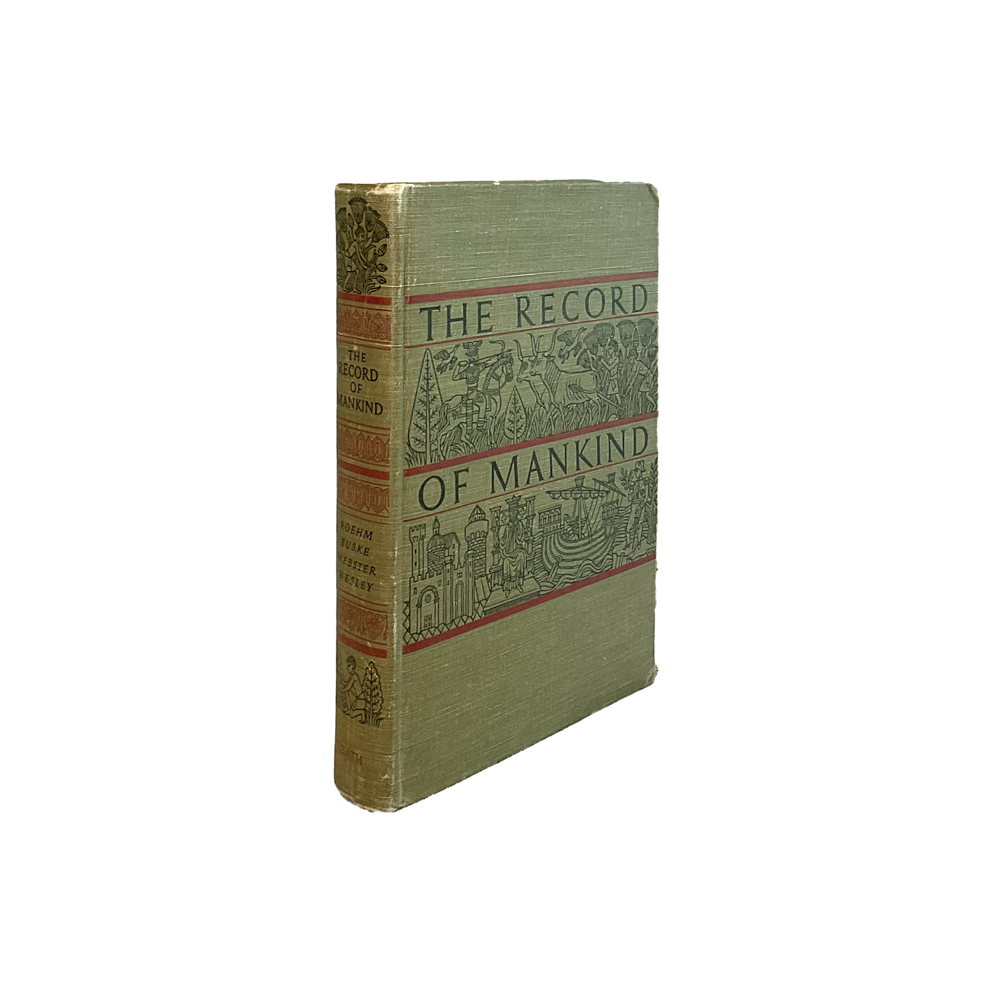 Vintage book titled 'The Record of Mankind' on a white background