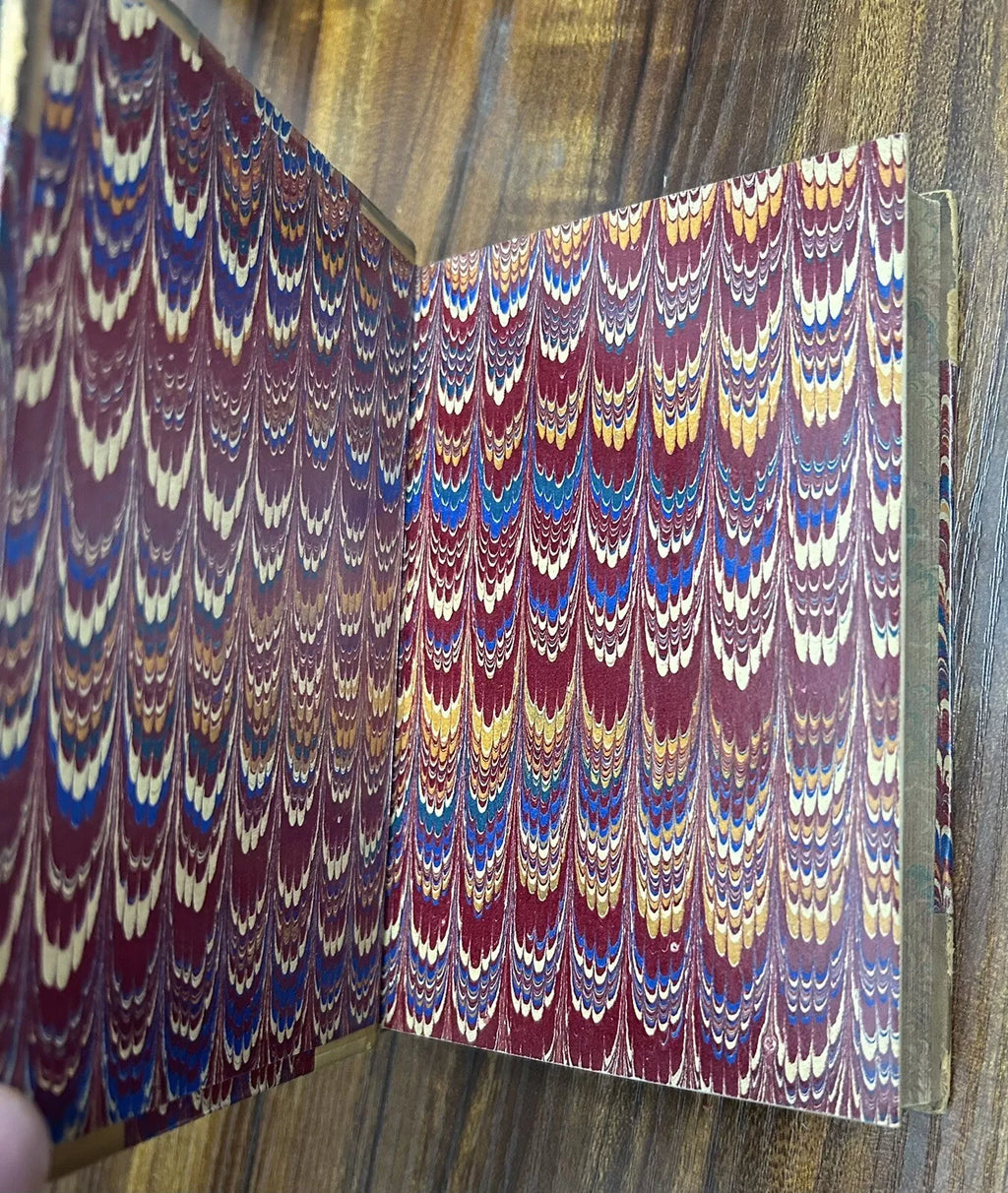 Leather Bound Antique Books, Marbled, Rare