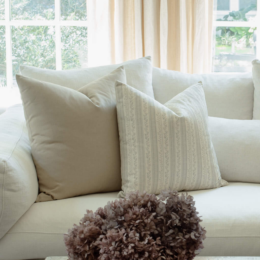 Faye Blue Vine Stripe Pillow Cover