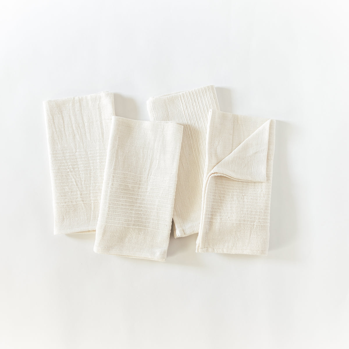 Riviera Handwoven Cotton Napkins (Set) – Ribbed Cloth Napkins | Natural Table Linen