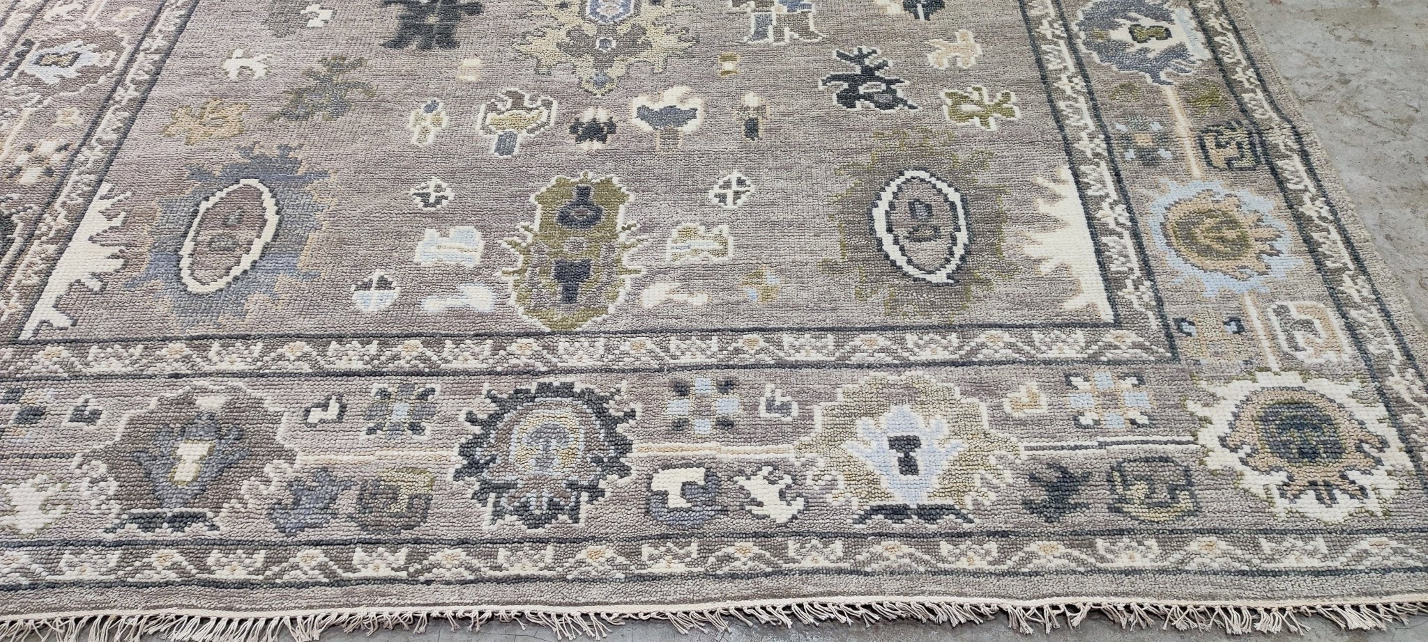 Sheila Bridges 8x10.3 Grey Hand-Knotted Oushak Rug