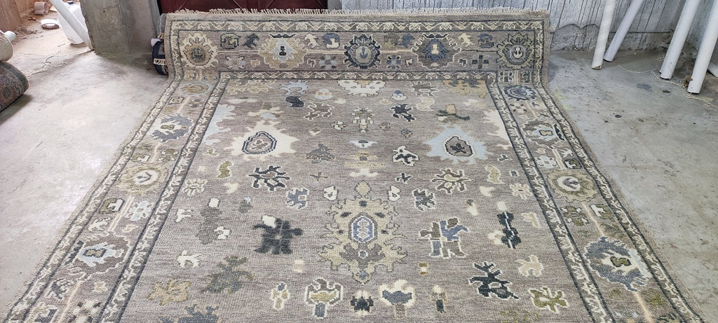 Sheila Bridges 8x10.3 Grey Hand-Knotted Oushak Rug