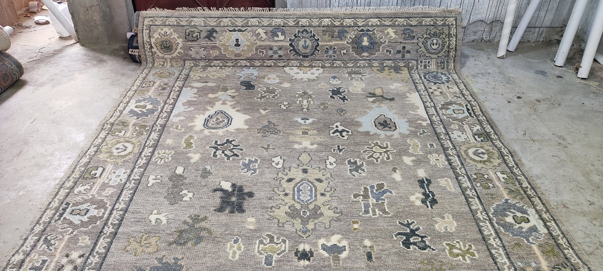 Sheila Bridges 8x10.3 Grey Hand-Knotted Oushak Rug