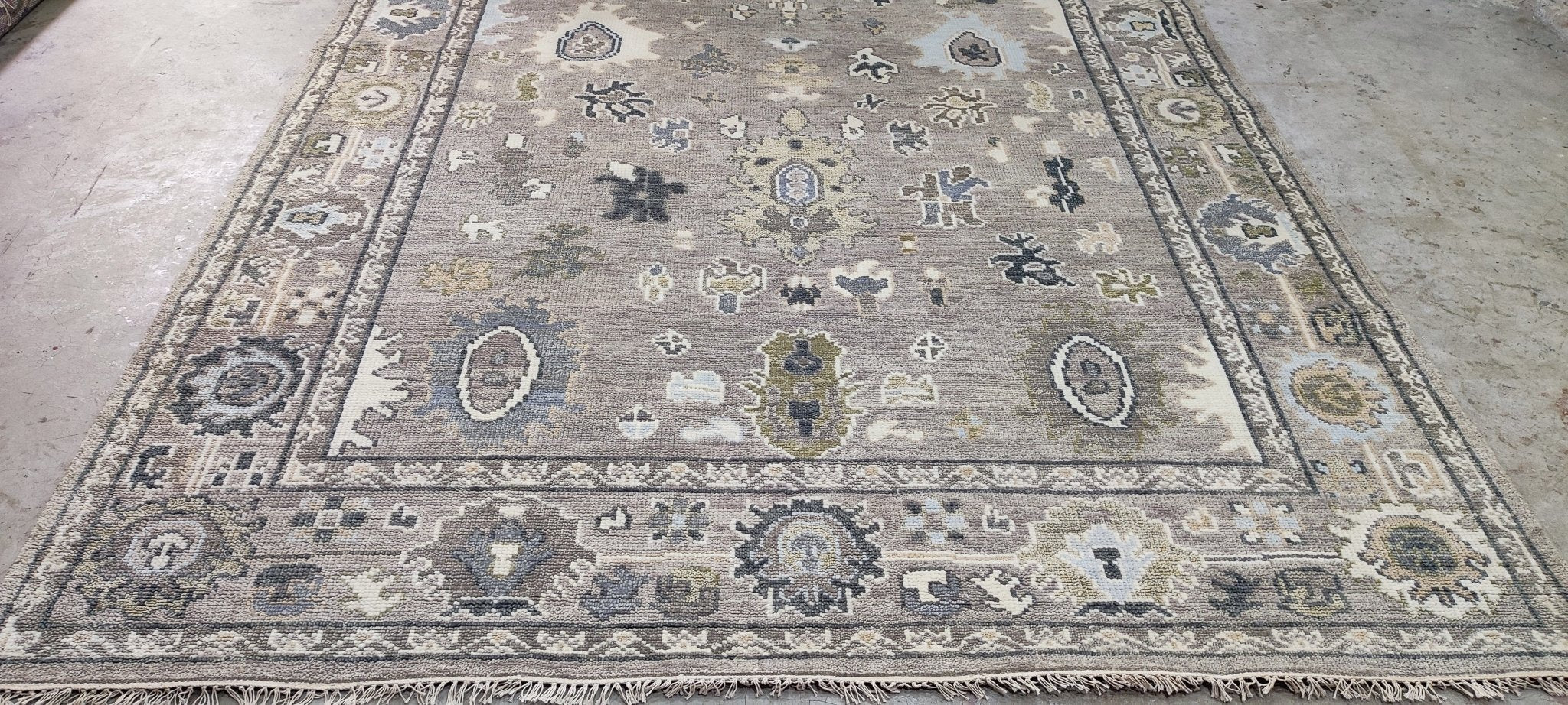 Sheila Bridges 8x10.3 Grey Hand-Knotted Oushak Rug