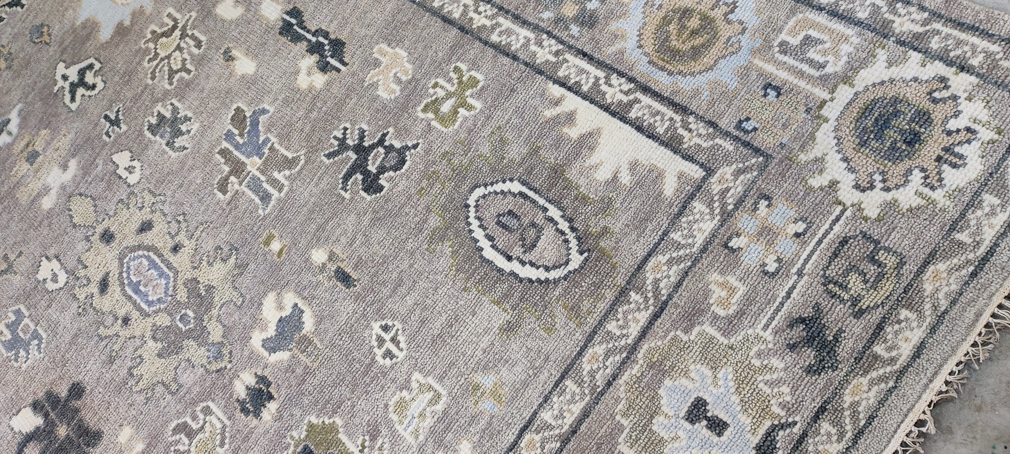 Sheila Bridges 8x10.3 Grey Hand-Knotted Oushak Rug