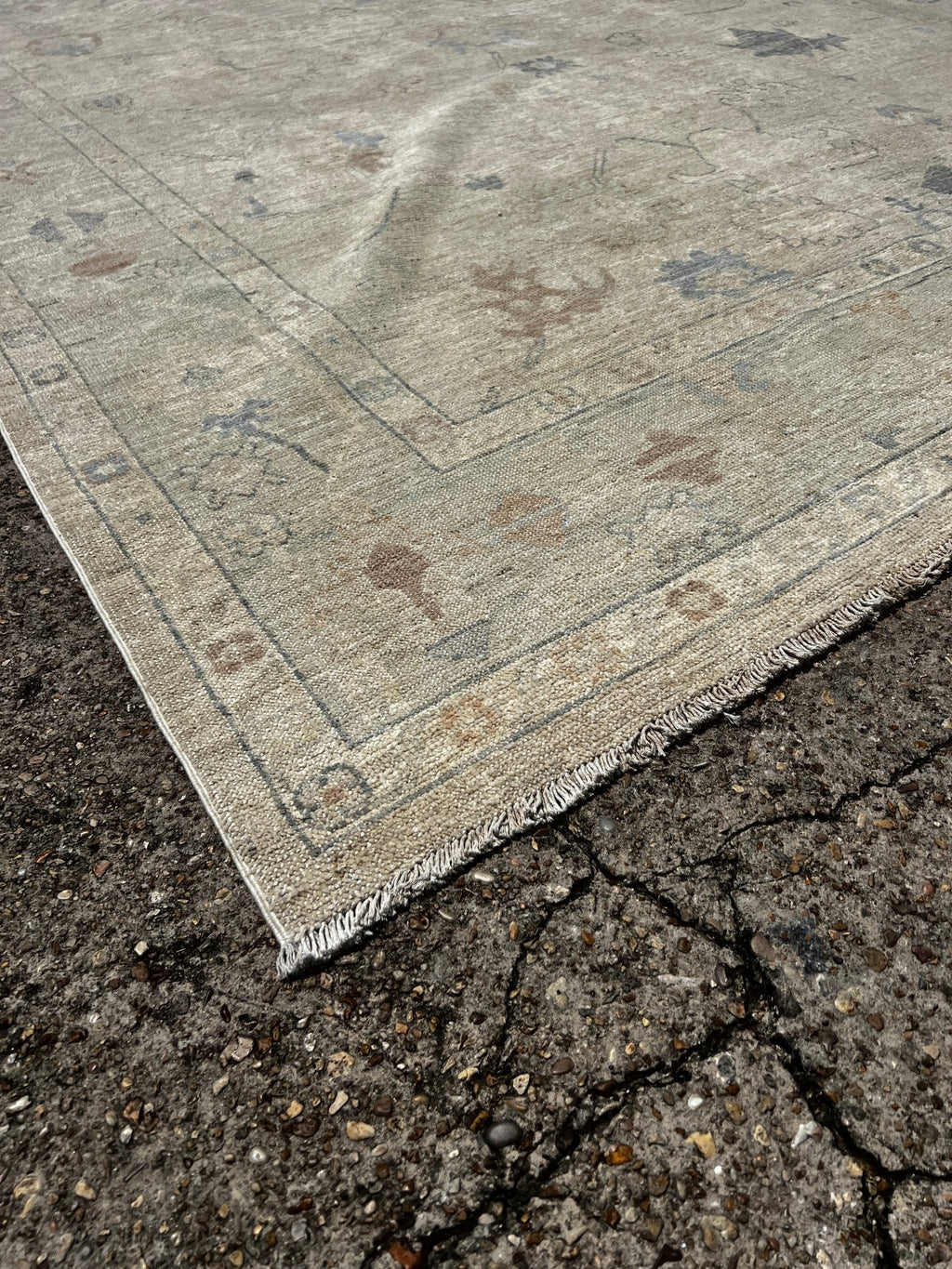 Tatiana Ada 8x9.5 Whitewashed Beige & Grey Afghani Oushak