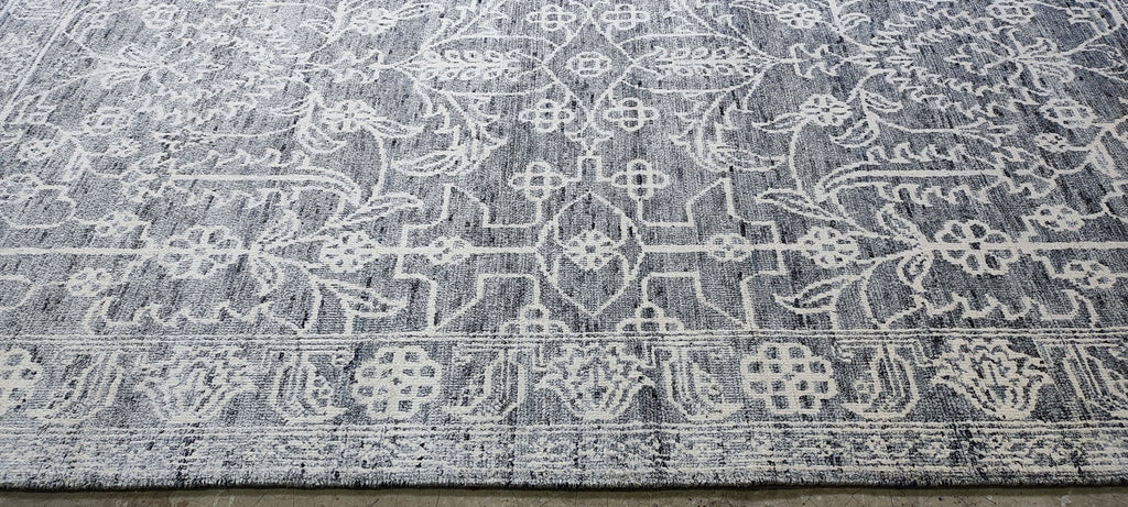 Terza 6x9 Grey & Ivory Floral Hand Knotted