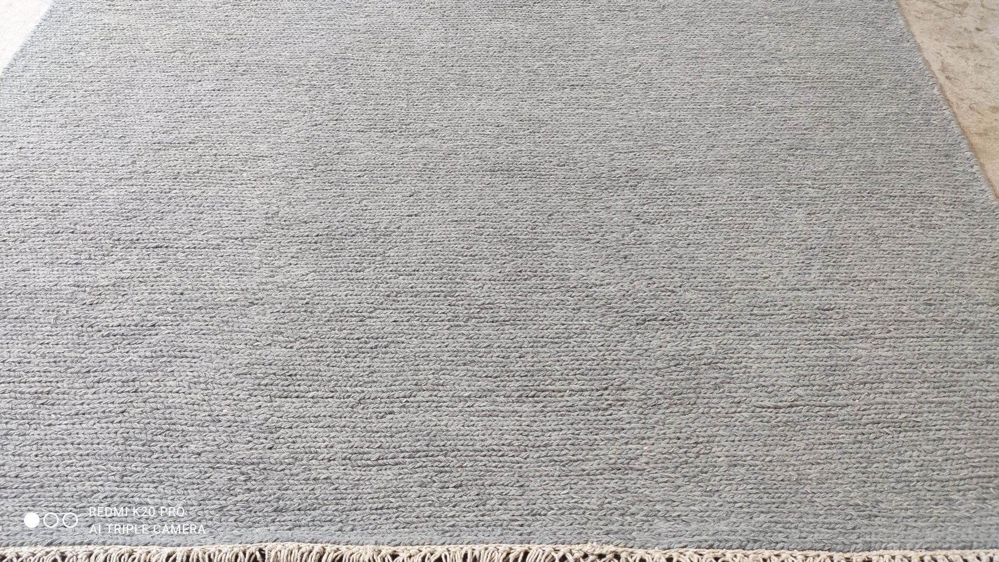 Toto 8x9.9 Handwoven Gray Durrie Rug