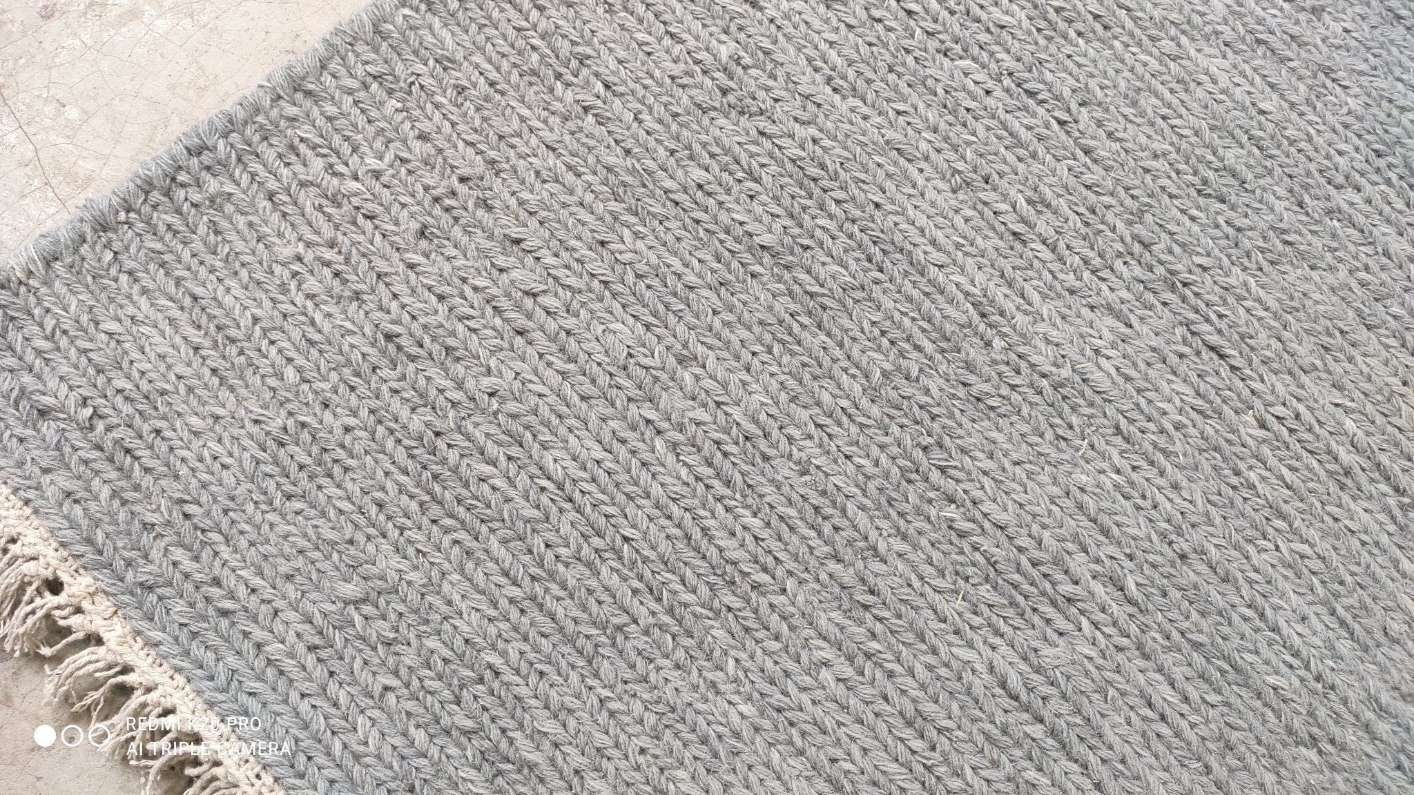 Toto 8x9.9 Handwoven Gray Durrie Rug