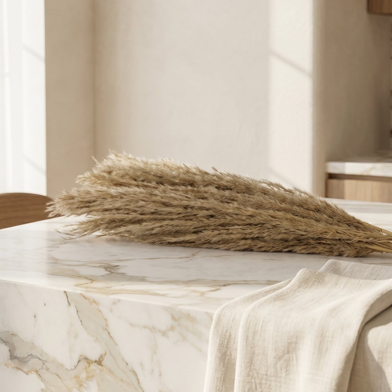 Natural Dried Grass Bundle – Long Everlasting Stems | Preserved Neutral Botanical Bunch for Vase Styling & Home Decor