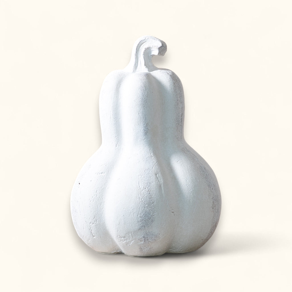 White Terracotta Gourd | Matte Finish Fall & Halloween Décor