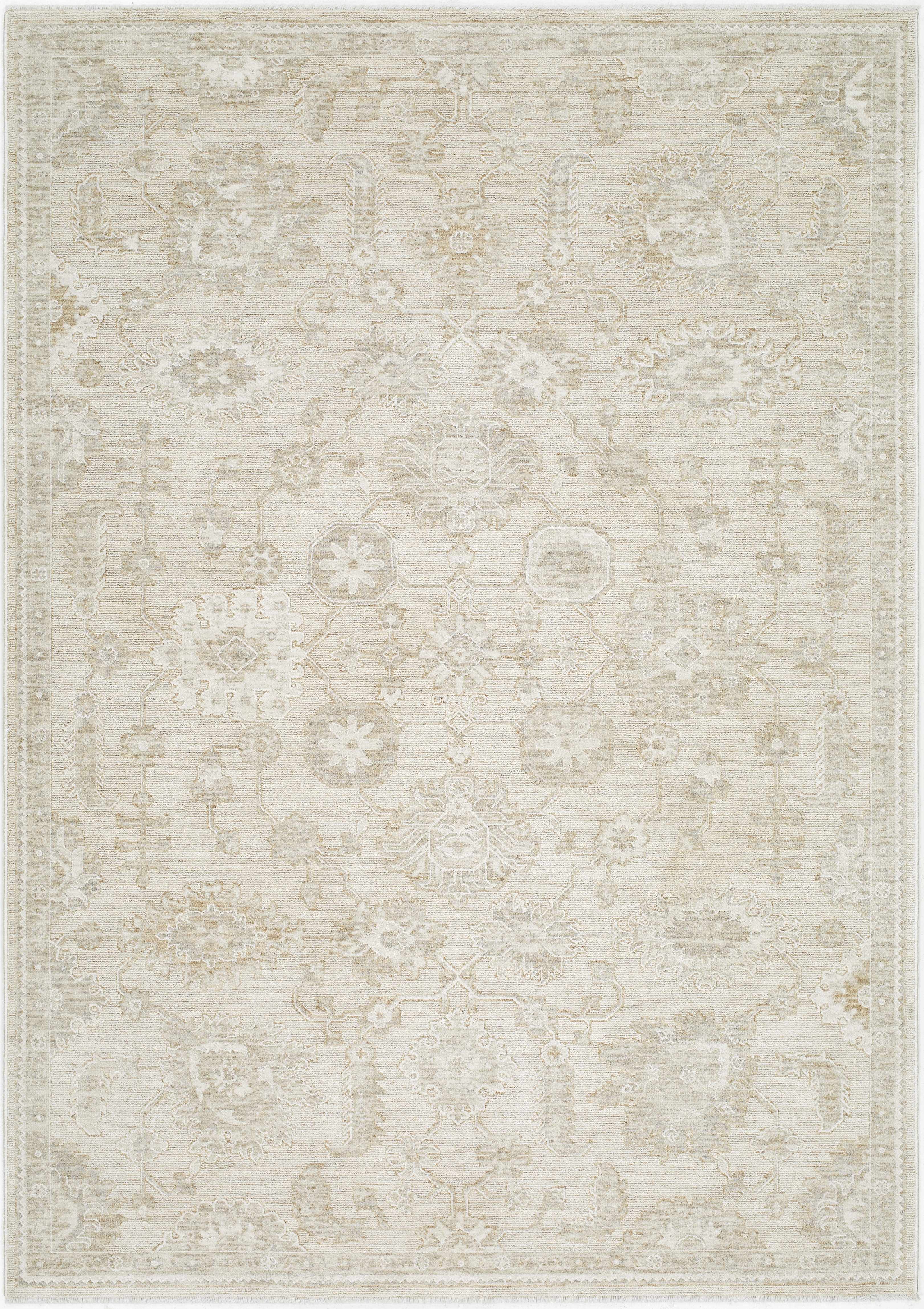 Ivory Tan Rug | Yonca Luxe Machine Woven Traditional